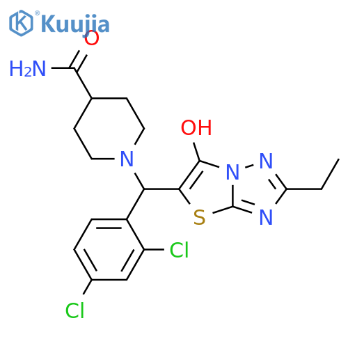 1-(2,4-dichlorophenyl)({2-ethyl-6-hydroxy-1,2,4triazolo3,2-b1,3thiazol-5-yl})methylpiperidine-4-carboxamide structure