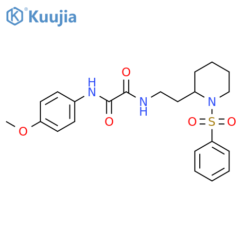 N-{2-1-(benzenesulfonyl)piperidin-2-ylethyl}-N'-(4-methoxyphenyl)ethanediamide structure