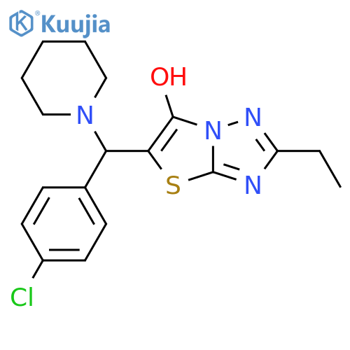 5-(4-chlorophenyl)(piperidin-1-yl)methyl-2-ethyl-1,2,4triazolo3,2-b1,3thiazol-6-ol structure