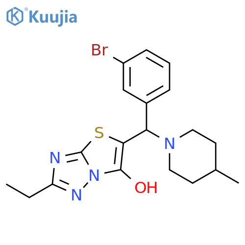 5-(3-bromophenyl)(4-methylpiperidin-1-yl)methyl-2-ethyl-1,2,4triazolo3,2-b1,3thiazol-6-ol structure