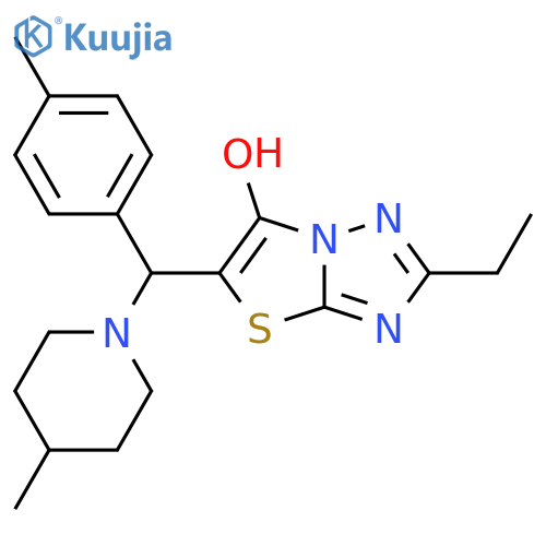 2-ethyl-5-(4-methylphenyl)(4-methylpiperidin-1-yl)methyl-1,2,4triazolo3,2-b1,3thiazol-6-ol structure