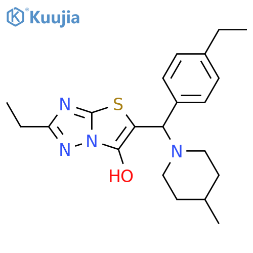 2-ethyl-5-(4-ethylphenyl)(4-methylpiperidin-1-yl)methyl-1,2,4triazolo3,2-b1,3thiazol-6-ol structure