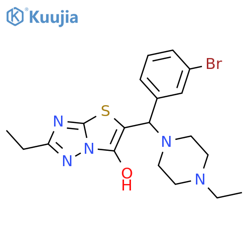Thiazolo[3,2-b][1,2,4]triazol-6-ol, 5-[(3-bromophenyl)(4-ethyl-1-piperazinyl)methyl]-2-ethyl- structure