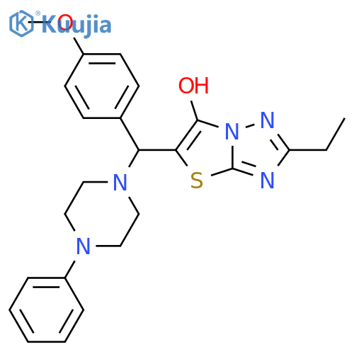 2-ethyl-5-(4-methoxyphenyl)(4-phenylpiperazin-1-yl)methyl-1,2,4triazolo3,2-b1,3thiazol-6-ol structure