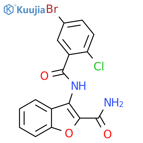 3-(5-bromo-2-chlorobenzamido)-1-benzofuran-2-carboxamide structure