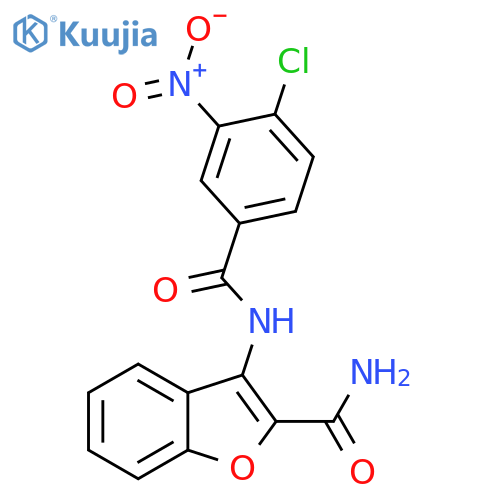 3-(4-chloro-3-nitrobenzamido)-1-benzofuran-2-carboxamide structure