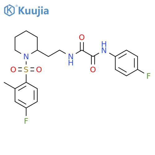 N-{2-1-(4-fluoro-2-methylbenzenesulfonyl)piperidin-2-ylethyl}-N'-(4-fluorophenyl)ethanediamide structure