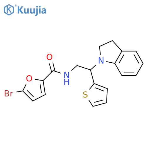 5-bromo-N-2-(2,3-dihydro-1H-indol-1-yl)-2-(thiophen-2-yl)ethylfuran-2-carboxamide structure
