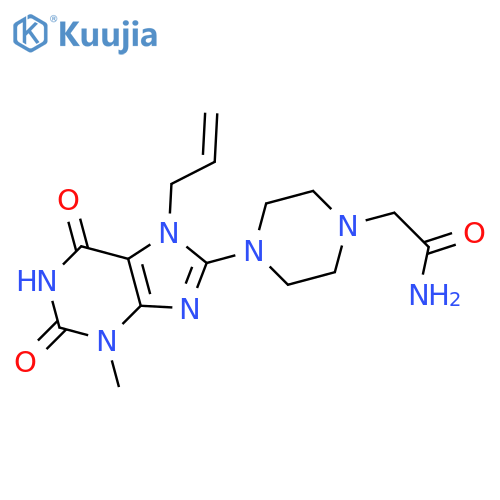 2-{4-3-methyl-2,6-dioxo-7-(prop-2-en-1-yl)-2,3,6,7-tetrahydro-1H-purin-8-ylpiperazin-1-yl}acetamide structure