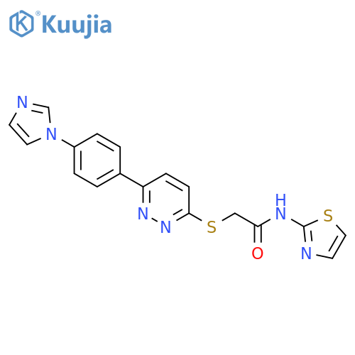 2-({6-4-(1H-imidazol-1-yl)phenylpyridazin-3-yl}sulfanyl)-N-(1,3-thiazol-2-yl)acetamide structure