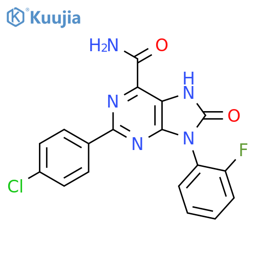 2-(4-chlorophenyl)-9-(2-fluorophenyl)-8-oxo-8,9-dihydro-7H-purine-6-carboxamide structure