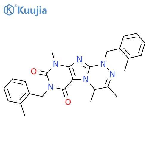 3,4,9-trimethyl-1,7-bis(2-methylphenyl)methyl-1H,4H,6H,7H,8H,9H-1,2,4triazino4,3-gpurine-6,8-dione structure