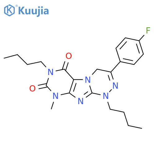 1,7-dibutyl-3-(4-fluorophenyl)-9-methyl-1H,4H,6H,7H,8H,9H-1,2,4triazino4,3-gpurine-6,8-dione structure