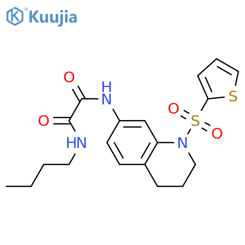 N-butyl-N'-1-(thiophene-2-sulfonyl)-1,2,3,4-tetrahydroquinolin-7-ylethanediamide structure