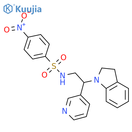 N-2-(2,3-dihydro-1H-indol-1-yl)-2-(pyridin-3-yl)ethyl-4-nitrobenzene-1-sulfonamide structure