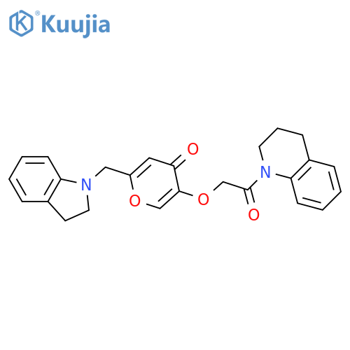 2-(2,3-dihydro-1H-indol-1-yl)methyl-5-2-oxo-2-(1,2,3,4-tetrahydroquinolin-1-yl)ethoxy-4H-pyran-4-one structure