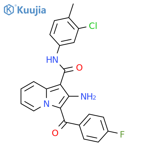 2-amino-N-(3-chloro-4-methylphenyl)-3-(4-fluorobenzoyl)indolizine-1-carboxamide structure
