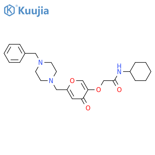 2-({6-(4-benzylpiperazin-1-yl)methyl-4-oxo-4H-pyran-3-yl}oxy)-N-cyclohexylacetamide structure