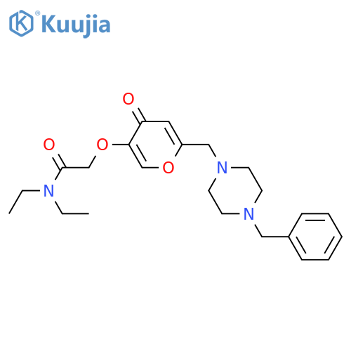 2-({6-(4-benzylpiperazin-1-yl)methyl-4-oxo-4H-pyran-3-yl}oxy)-N,N-diethylacetamide structure