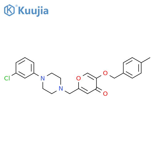 2-{4-(3-chlorophenyl)piperazin-1-ylmethyl}-5-(4-methylphenyl)methoxy-4H-pyran-4-one structure