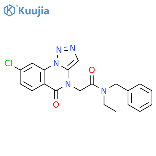 N-benzyl-2-(8-chloro-5-oxo[1,2,3]triazolo[1,5-a]quinazolin-4(5H)-yl)-N-ethylacetamide structure