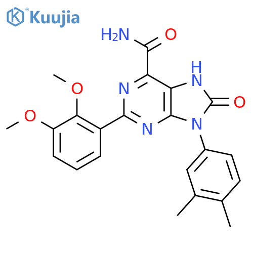 2-(2,3-dimethoxyphenyl)-9-(3,4-dimethylphenyl)-8-oxo-8,9-dihydro-7H-purine-6-carboxamide structure