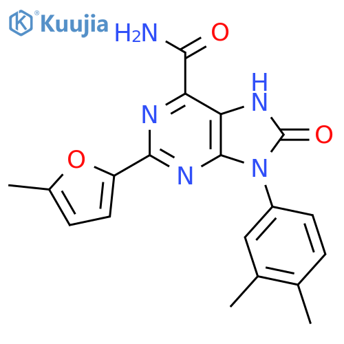 9-(3,4-dimethylphenyl)-2-(5-methylfuran-2-yl)-8-oxo-8,9-dihydro-7H-purine-6-carboxamide structure