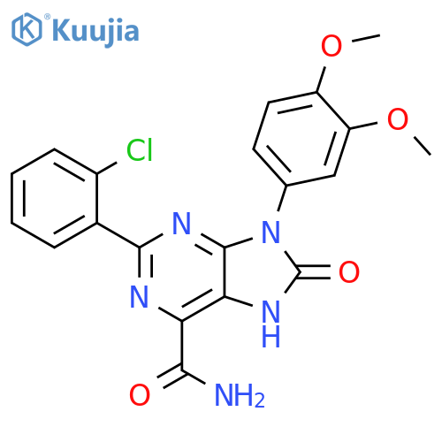 2-(2-chlorophenyl)-9-(3,4-dimethoxyphenyl)-8-oxo-8,9-dihydro-7H-purine-6-carboxamide structure