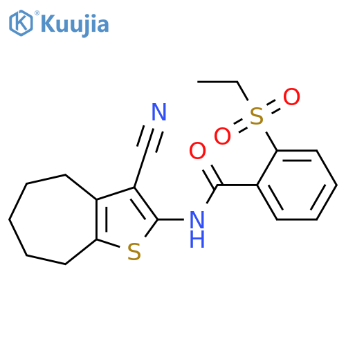 N-{3-cyano-4H,5H,6H,7H,8H-cycloheptabthiophen-2-yl}-2-(ethanesulfonyl)benzamide structure