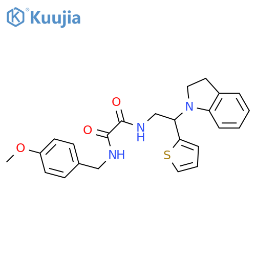 N-2-(2,3-dihydro-1H-indol-1-yl)-2-(thiophen-2-yl)ethyl-N'-(4-methoxyphenyl)methylethanediamide structure