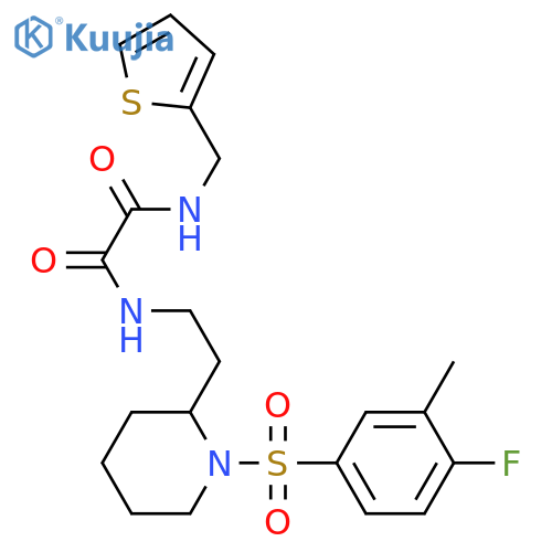 N'-{2-1-(4-fluoro-3-methylbenzenesulfonyl)piperidin-2-ylethyl}-N-(thiophen-2-yl)methylethanediamide structure