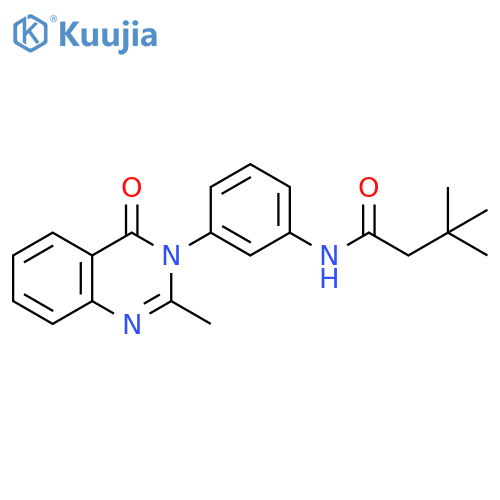 3,3-dimethyl-N-3-(2-methyl-4-oxo-3,4-dihydroquinazolin-3-yl)phenylbutanamide structure