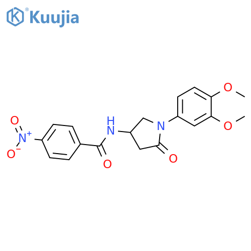 N-1-(3,4-dimethoxyphenyl)-5-oxopyrrolidin-3-yl-4-nitrobenzamide structure