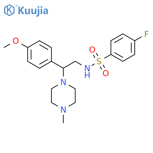 4-fluoro-N-2-(4-methoxyphenyl)-2-(4-methylpiperazin-1-yl)ethylbenzene-1-sulfonamide structure