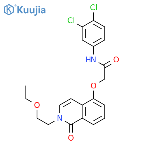 N-(3,4-dichlorophenyl)-2-{2-(2-ethoxyethyl)-1-oxo-1,2-dihydroisoquinolin-5-yloxy}acetamide structure