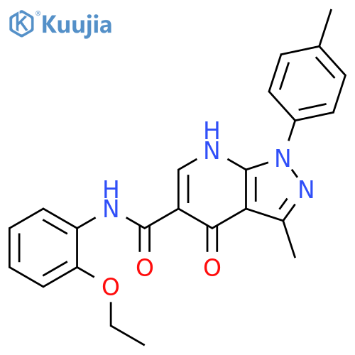 N-(2-ethoxyphenyl)-3-methyl-1-(4-methylphenyl)-4-oxo-1H,4H,7H-pyrazolo3,4-bpyridine-5-carboxamide structure