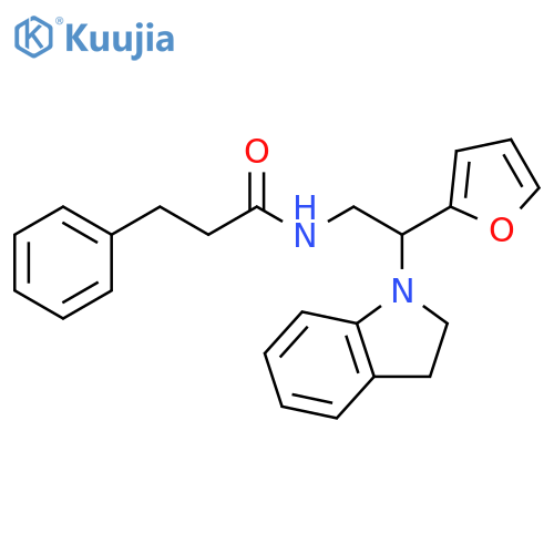N-2-(2,3-dihydro-1H-indol-1-yl)-2-(furan-2-yl)ethyl-3-phenylpropanamide structure