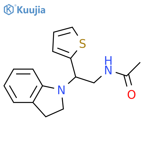 N-2-(2,3-dihydro-1H-indol-1-yl)-2-(thiophen-2-yl)ethylacetamide structure
