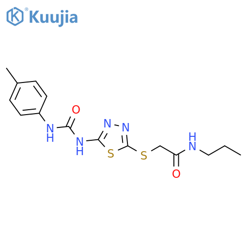 2-(5-{(4-methylphenyl)carbamoylamino}-1,3,4-thiadiazol-2-yl)sulfanyl-N-propylacetamide structure