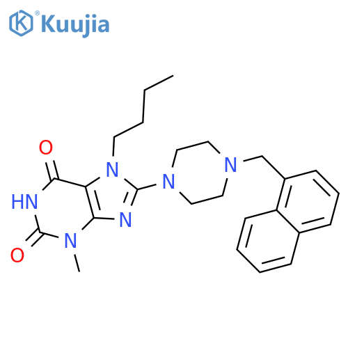 7-butyl-3-methyl-8-{4-(naphthalen-1-yl)methylpiperazin-1-yl}-2,3,6,7-tetrahydro-1H-purine-2,6-dione structure
