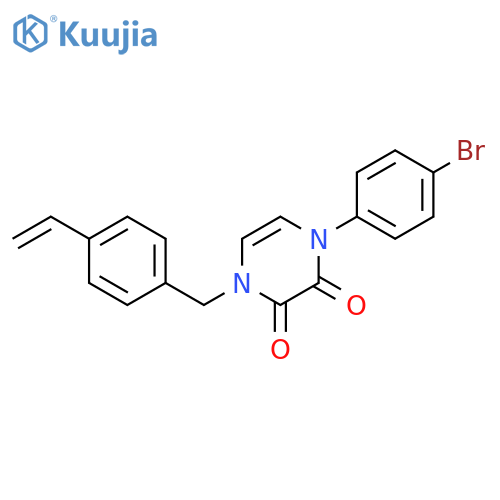 1-(4-bromophenyl)-4-(4-ethenylphenyl)methyl-1,2,3,4-tetrahydropyrazine-2,3-dione structure