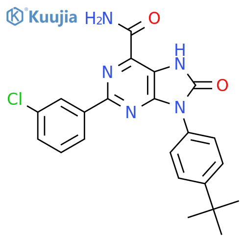 9-(4-tert-butylphenyl)-2-(3-chlorophenyl)-8-oxo-8,9-dihydro-7H-purine-6-carboxamide structure