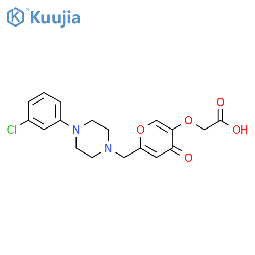 2-(6-{4-(3-chlorophenyl)piperazin-1-ylmethyl}-4-oxo-4H-pyran-3-yl)oxyacetic acid structure