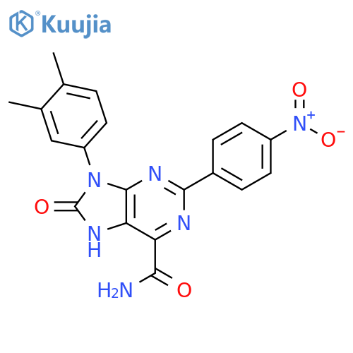 9-(3,4-dimethylphenyl)-2-(4-nitrophenyl)-8-oxo-8,9-dihydro-7H-purine-6-carboxamide structure