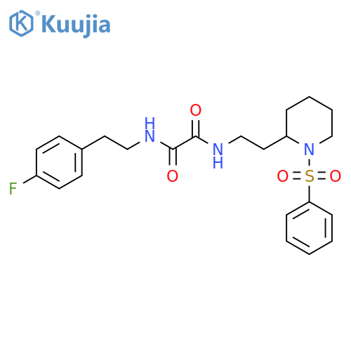N-{2-1-(benzenesulfonyl)piperidin-2-ylethyl}-N'-2-(4-fluorophenyl)ethylethanediamide structure
