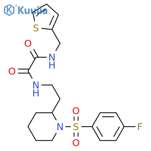 N'-{2-1-(4-fluorobenzenesulfonyl)piperidin-2-ylethyl}-N-(thiophen-2-yl)methylethanediamide structure