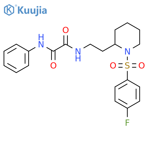 N-{2-1-(4-fluorobenzenesulfonyl)piperidin-2-ylethyl}-N'-phenylethanediamide structure