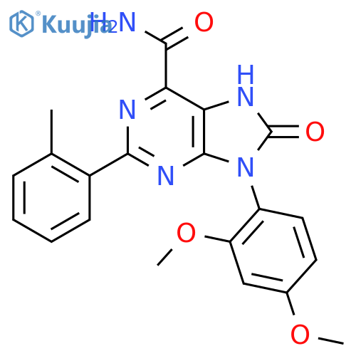 9-(2,4-dimethoxyphenyl)-2-(2-methylphenyl)-8-oxo-8,9-dihydro-7H-purine-6-carboxamide structure