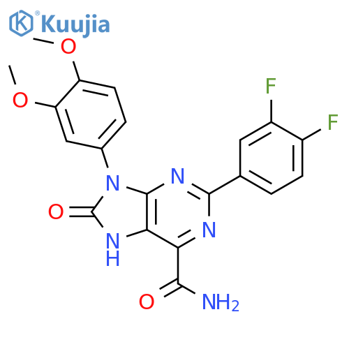 2-(3,4-difluorophenyl)-9-(3,4-dimethoxyphenyl)-8-oxo-8,9-dihydro-7H-purine-6-carboxamide structure