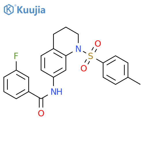 3-fluoro-N-1-(4-methylbenzenesulfonyl)-1,2,3,4-tetrahydroquinolin-7-ylbenzamide structure